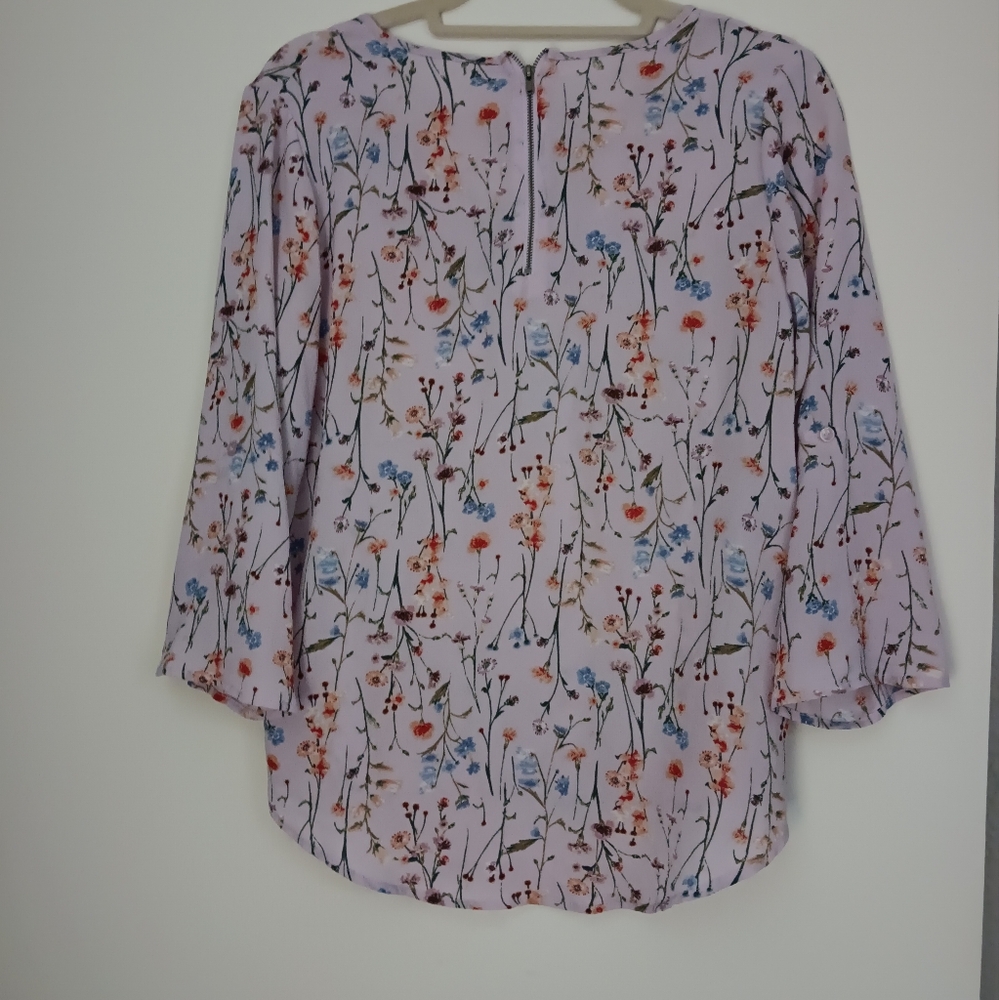 Pink Sheer blouse floral boho flowing Summer